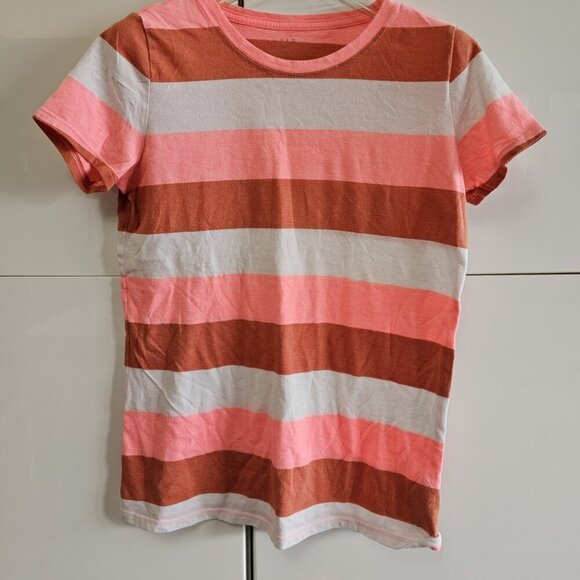 Gap Coral Striped T Shirt Women's XS Short Sleeve Top - Picture 2 of 6